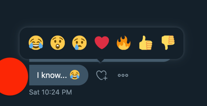 Emoji Reactions pada Direct Message Twitter