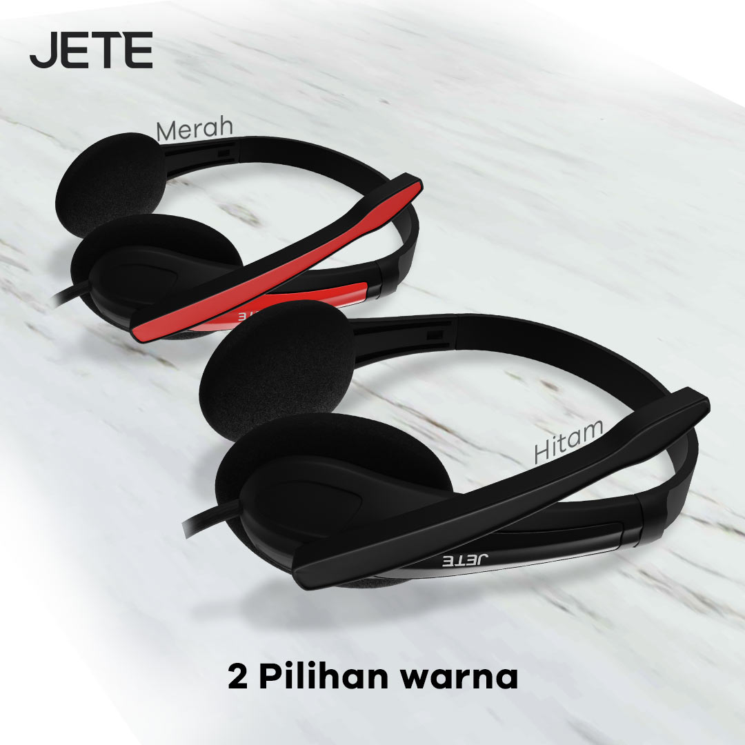 Headphone Murah Terbaik JETE HB3 Series dengan 2 pilihan warna merah dan hitam