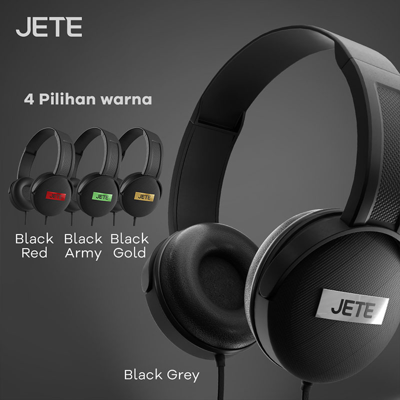 Headphone JETE HB5 Series Murah Terbaik dengan 4 pilihan warna grey, red, green army dan yellow