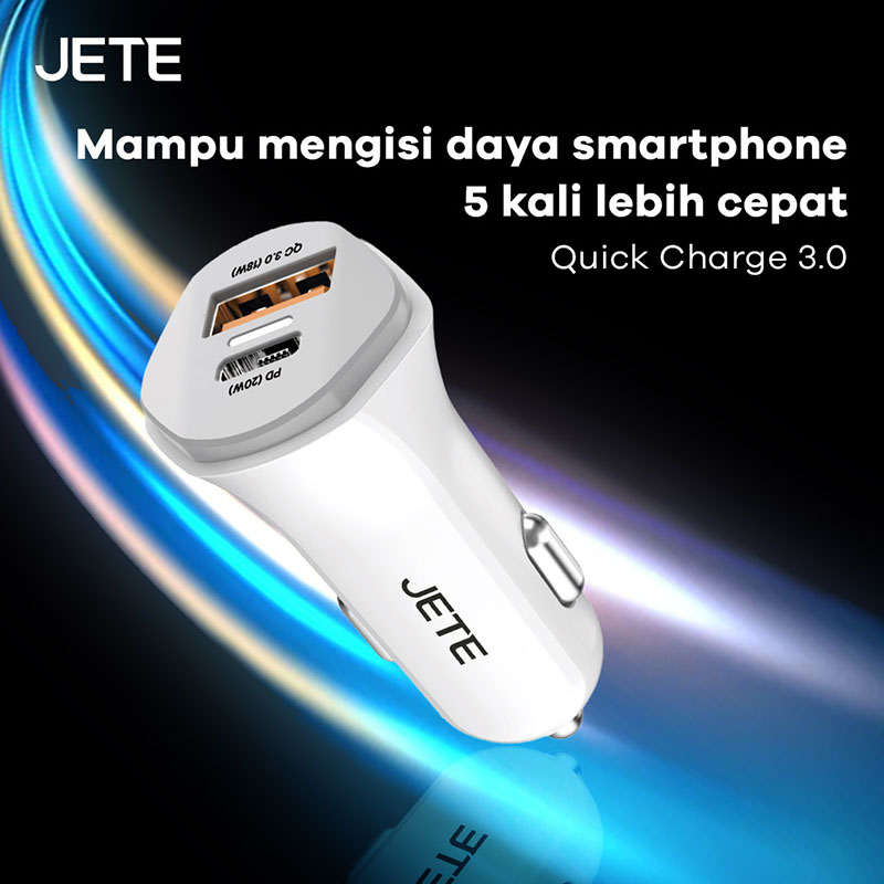 Colokan Charger Mobil JETE R2 20W dengan Quick Charge 3.0