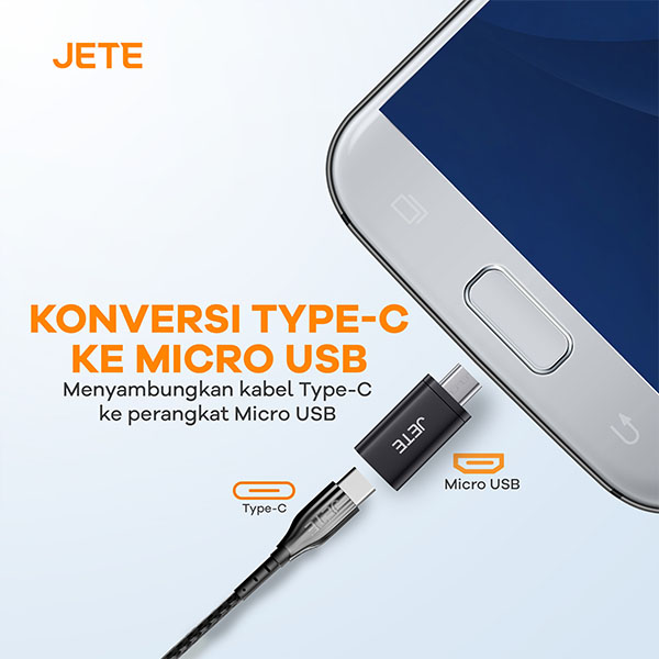 JETE Kabel OTG Konversi Type C ke Micro USB