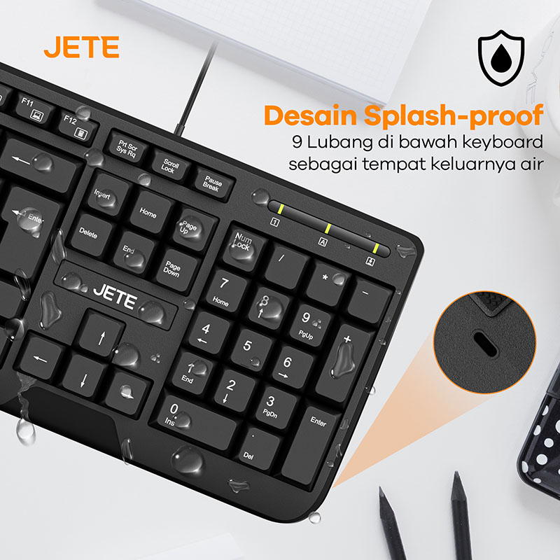 Keyboard PC JETE KB1 Desain Splash Proof