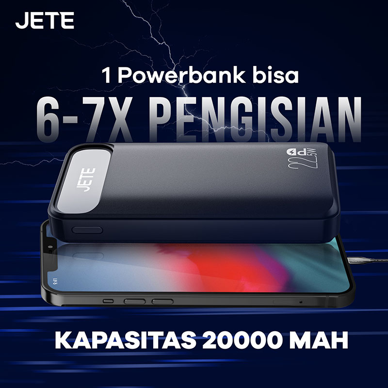 JETE B3 Series Powerbank 20000 mAh bisa 6-7x pengisian