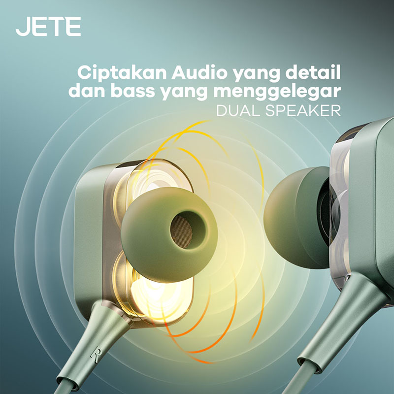  Headset Bluetooth JETE 10 Series dengan dual speaker yang jernih