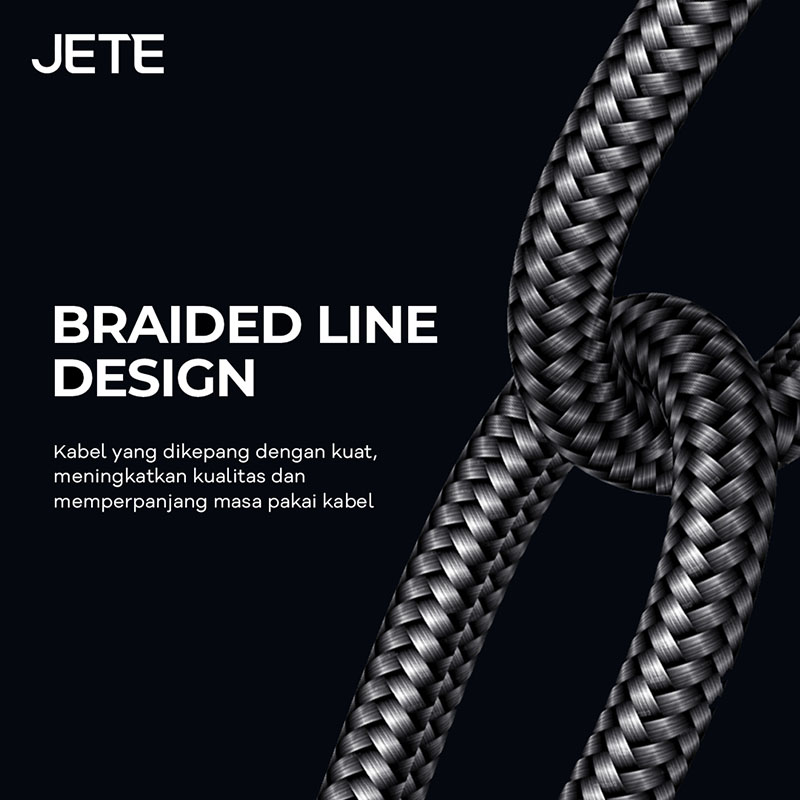 Kabel Data Fast Charging JETE CX9 Series Brainded Line Design