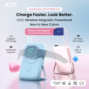 Powerbank Wireless JETE A15 10000mAh - Tersertifkasi CCC