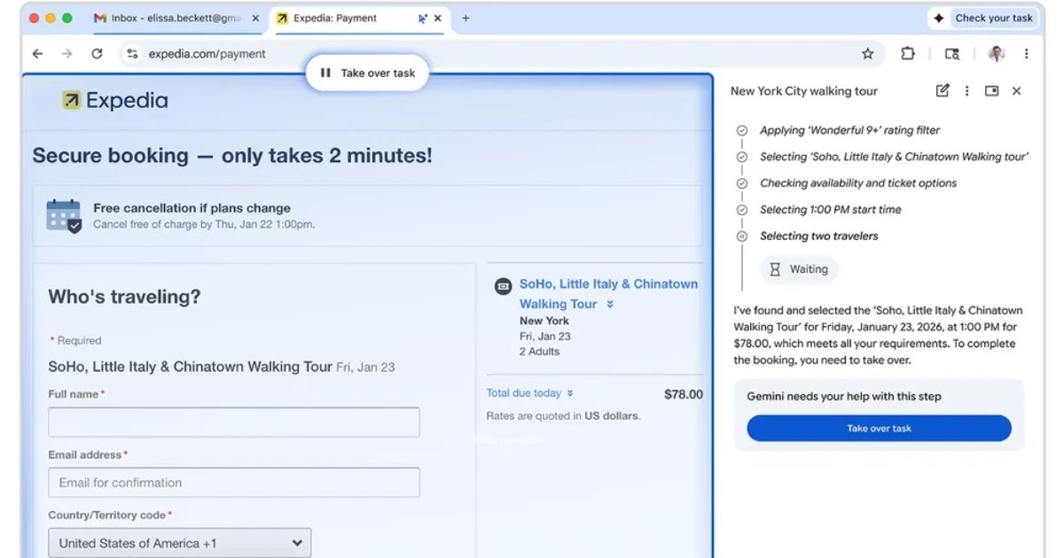 Auto Browse Chrome gemini